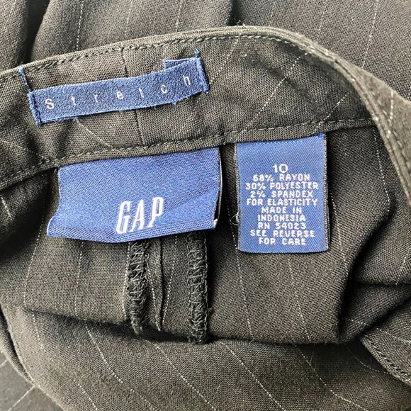 Gap Womens Dress Pants Black Pinstripe Stretch Mid Rise Straight Leg Zip Fly 10 - Picture 7 of 8